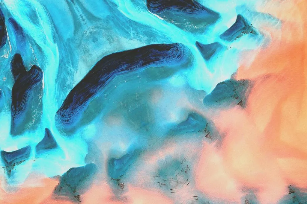 photo of blue and orange abstract painting